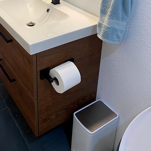 Matte Black Toilet Paper Holder Wall Mount, Bathroom Toilet Paper Holder for SUS 304 Stainless Steel, Double Post Pivoting Square Toilet Paper Roll Holder for Bathroom RV Paper Towels for TP - color: Square Matte Black