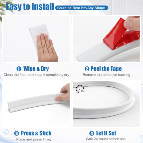 1.57" High Collapsible Shower Threshold Water Dam, 78 Inch Silicone Shower Water Splash Dam Guard Strip Barrier for Bathroom Floor, Wet and Dry Separation Bathroom and Kitchen - style: 1.57"