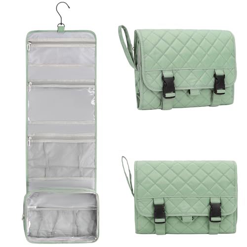 Relavel Travel Hanging Toiletry Bag for Women, Travel Wash Bag with 360° Rotation Hook, Waterproof Large Stand Up Toiletries Organizer for Bathroom Shower Camping - Green - color: 02 Green, size: Large