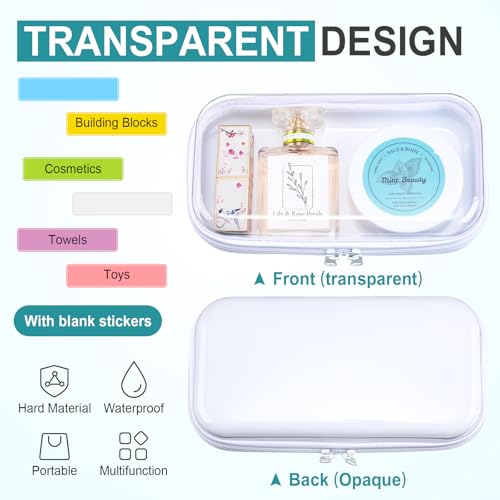 Sanwuta 10 Pcs Hard Zipper Case Clear Hard Pouches Plastic Zipper Pencil Box Toy Storage Bins Portable Plastic Containers for Travel Toiletry Office Cosmetic Blocks Puzzles Organizer (S) - size: S