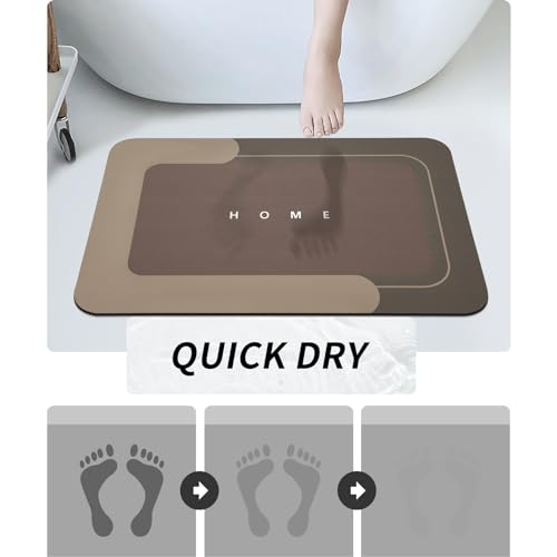 Housego Absorbent Bath Mat Magic Rug, Quick Drying Mat Magic Bath Mat Non-Slip Floor Rug Rubber Backed for Bathroom Kitchen Shower Sink, Water Absorbent (1PC, 15.7''x23.6'', Brown) - color: Brown, size: 1 Rectangular Piece (15.7" x 23.6")
