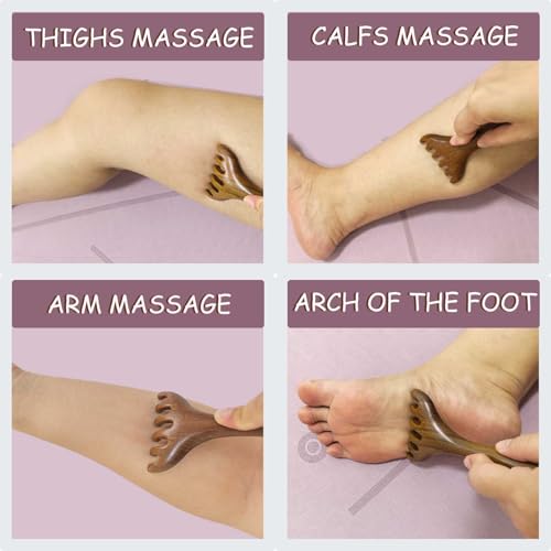 Head Massager Scalp, Wooden Scalp Massager, Foot Massage Tool | with storage pouch, natural Sandalwood, masajeador de cabeza, scalp massage for stress relax, foot massage for muscles relax
