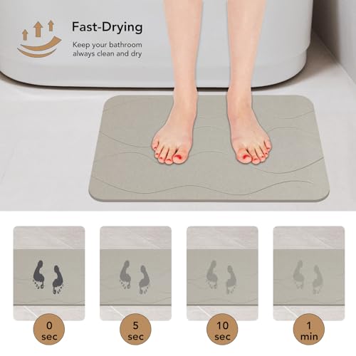 Stone Bath Mat, Diatomaceous Earth Shower Mat, Non-Slip Super Absorbent Quick Drying Bathroom Floor Mat, 2 Pack, Grey White - color: Grey White