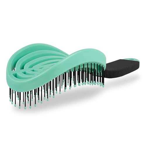 NuWay® DoubleC® Detangling Hair Brush – The Original Home Scalp-Care Brush – Patented Double Curved Scalp Care Hairbrush for Gentle Detangling, Volume Styling & Wet or Dry Hair (Mint Green) - color: Mint Green