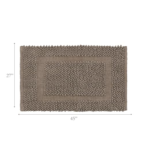 Jean Pierre New York 100% Chenille Cotton Skid Resistant Plush Bath Mat - 27"x45" Bathroom Rug - Brown Cappuccino - color: Brown Cappuccino, size: 2'3" x 3'9" (Rectangular)