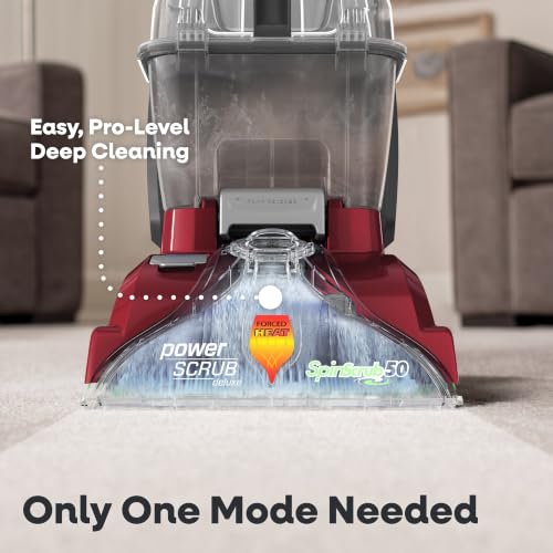 Hoover PowerScrub Deluxe Carpet Cleaner Machine, Deep Cleaning Carpet Shampooer Machine, SpinScrub Brushes, HeatForce Drying, Pet & Upholstery Tools, Pair with Hoover Carpet Cleaner Solution - style: PowerScrub Deluxe