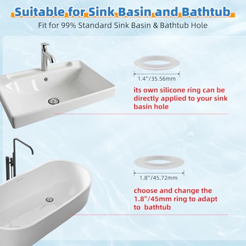 Universal Bathtub Drain Stopper, Brass Metal Shower Hair Catcher, Chrome | 3 in 1 Bathroom Sink Strainer with Visible Top Filter, Tub Stopper for Standard 1.1''~2.36'' Sink Hole - color: Chrome