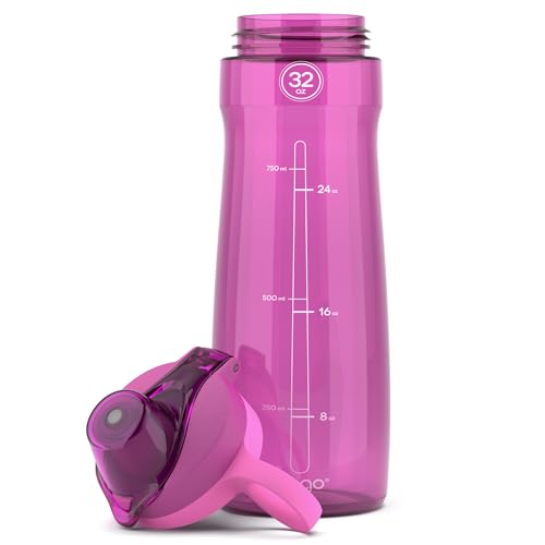 Pogo BPA-Free Plastic Water Bottle with Chug Lid, Fuchsia, 32 oz. - color: Fuchsia, size: 32 Ounces