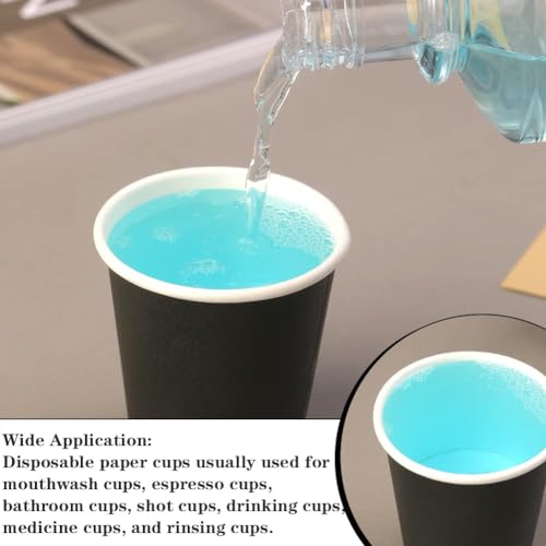 200 Count 3 oz Small Paper Cups, Black Disposable Mini Bathroom Cups, Disposable Mouthwash Cups, Small Paper Cup, Espresso Cup for Party Travel Picnic BBQ - color: Black, size: 200 Count