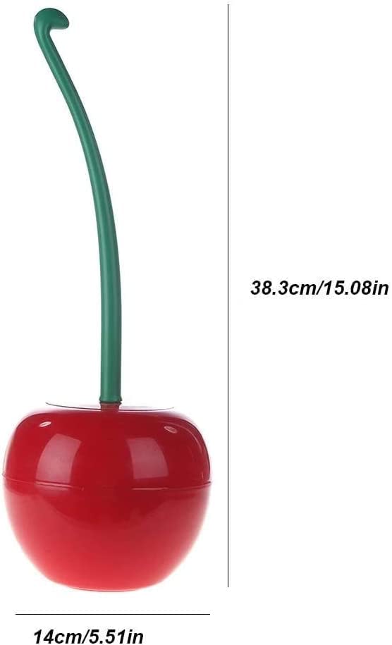 Cherry Toilet Brush and Holder, Cute Design, Premium Quality Household Toilet Bowl Brush with Solid Handle and Durable Bristles for Bathroom Cleaning