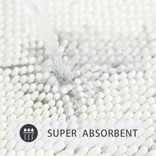 U-Shaped Toilet Rug, Chenille Contour Bathroom Mat, Non-Slip PVC Backing, Machine Washable, 20x20, White - color: White, size: 1'8" x 1'8" (20"x 20"U)