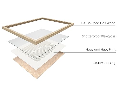 HAUS AND HUES Boho Wall Art - Set of 3 Frameable Mid Century Modern for Living Room, Minimalist Beige Art, Line Decor, Light Arches Poster with Beige Frame, 12x16 - color: Neutral Double Arch, size: 12"L x 16"W, style: Beige Framed