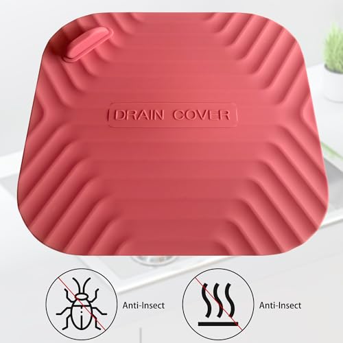 Shower Drain Cover Tub Stopper,2 Pieces Sewer Anti-Odor Mat Deodorizing Drain Plugs for Kitchen,Bathroom and Laundry(5.9x5.9 inch) Red - color: Red/2-piece Set