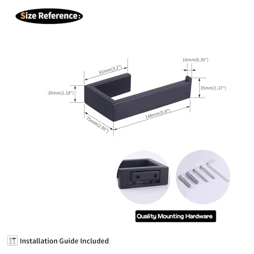 GERZWY Matte Black SUS 304 Stainless Steel Toilet Paper Holder Bathroom Paper Towel Dispenser Tissue Roll Hanger Wall Mounted HG1718-BK - color: Black