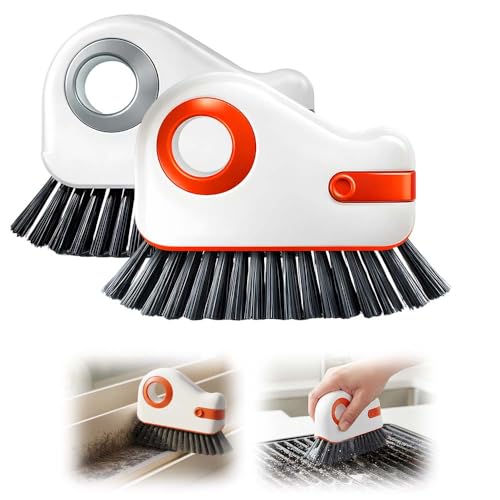 2 in 1 Groove Cleaning Brush, Multifunction Hard Bristle Crevice Cleaner Brush with Hidden Scraper,Window Track Cleaning Tools for Sliding Door Track,Window Sill (2 PCS) - color: 2 Pcs