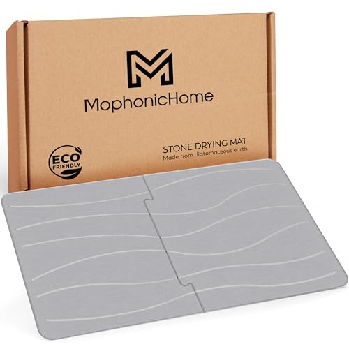 MOPHONICHOME Extra Large Stone Bath Mat 32 x 20 inches - Diatomaceous Earth Bathroom Stone Mat, Non Slip Quick Dry Diatomite Bathroom Rug, Absorbent, Modern Design, Easy to Clean, Grey - color: Extra Large Gray