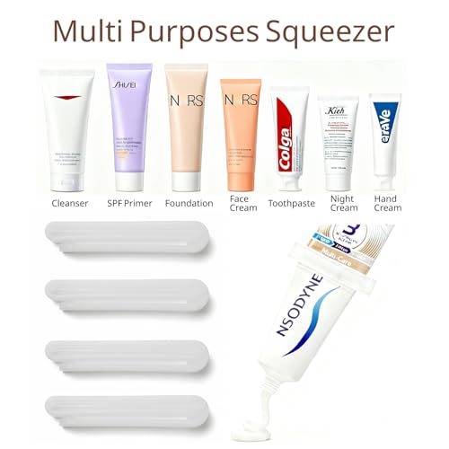 4-Pack Toothpaste Squeezer, Tube Squeezer Tool & Tooth Paste Dispenser | JM.JEEMI PP Toothpaste Roller for Bathroom, Works with Creams, Cosmetics, Lotions in Tubes up to 2.6" Wide