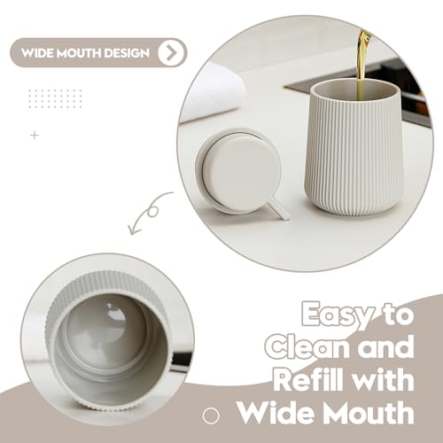 YAUKPH Striped Foaming Hand Soap Dispenser with Leak-Proof Pump for Bathroom and Kitchen Countertop 11oz Beige - color: Beige, size: Foaming Dispenser