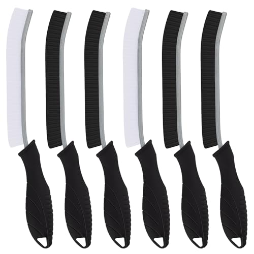 TQRR Hard Bristle Crevice Cleaning Brush-Thin Gap Scrub Brush, Small Cleaning Brush, Grout Brush, Kitchen Brush, Cleaning Tools for Toilet, Bathroom, Sink, Home, Household, Window (6, Black) - color: Black