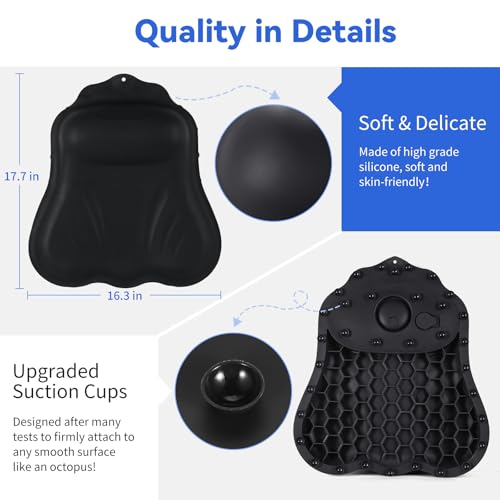 Goowin Bath Pillows for Tub, New Generation Skin-Friendly Silicone Bath Pillow, Luxury Bathtub Pillow for Head and Neck, Powerful Suction Tub Pillow for Bathtub with Inflatable Airbag (Black) - color: Black