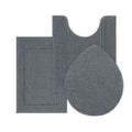 SHACOS Bathroom Rugs Sets 3 Piece with Toilet Lid Cover | 16"x24"Bath Mat and 20"x24" U-Shape Contoured Toilet Mat Machine Washable Shaggy Absorbent Bath Rugs(Dark Grey) - color: Dark Grey, size: 16"x24"+U-Shape 20"x24"+Lid Cover 19"x21"