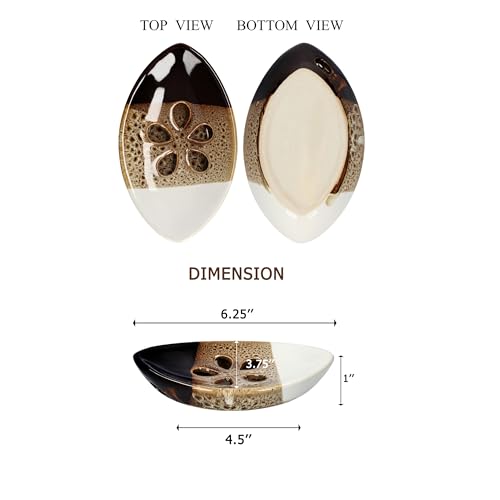Ceramic Soap Dish with Self Draining Tray for Bar Soap, Bathroom, Kitchen (Brown No.2) - color: Brown No.2