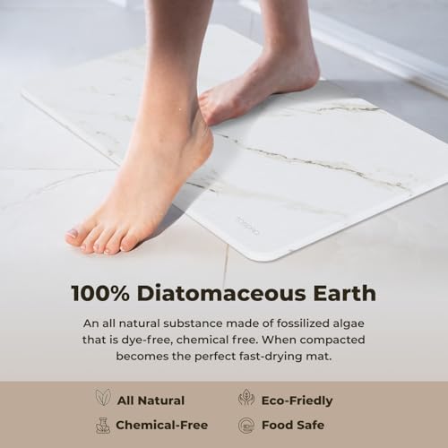 TOSORO - Stone Bath Mat Diatomaceous Earth Shower Mat Non-Slip Super Absorbent Diatomite Stone Bath Mats for Bathroom Floor Quick Drying Natural Easy to Clean (23.5 x 15) - Sandstone - color: Marble Sandstone, size: Pack of 1