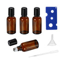 15ML Roller Bottles for Essential Oil, 4 Pack Empty Amber Glass Roller Bottle for Perfume Oil, Roll on Bottles with Stainless Steel Roller Balls, Opener, Funnel and Dropper - size: 15ml_4pcs