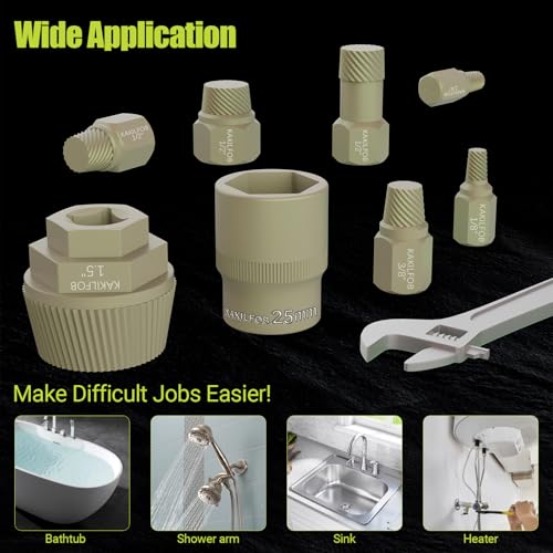 1.5'' Tub Drain Extractor, 8PCS Pipe Nipple Extractor Set with 1-inch Socket, Remove the Old, Broken, Stubborn, Rusted Drain Tub Bathtub Stopper, Strong Grab Plumbing with Storage Case - size: 8 Pieces