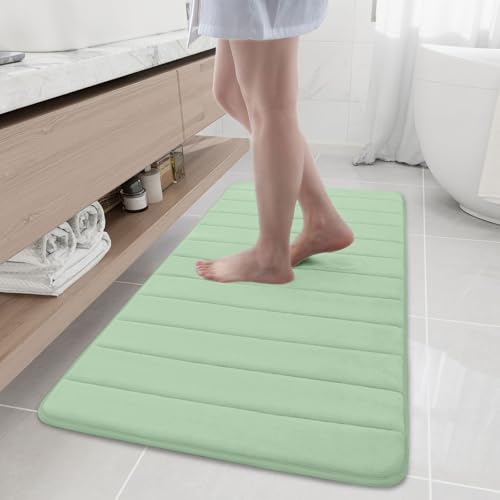 Buganda Memory Foam Bath Mat, 47" x 20", Ultra Soft Bathroom Rugs, Water Absorbent and Machine Washable Bath Rug Runner for Bathroom, Shower, and Tub, Sage Green - color: Sage Green, size: 47" X 20"