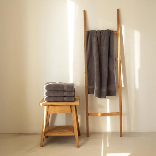 SALBAKOS 100% Turkish Cotton Bath Towel Set of 4, 27x54 inch | Premium Quality | Hotel & Spa Collection | Soft, Super Absorbent, Long Lasting Bath Towels | Made in Turkey (Chocolate, 4 Bath Towels) - color: Chocolate, size: 4 Bath Towels