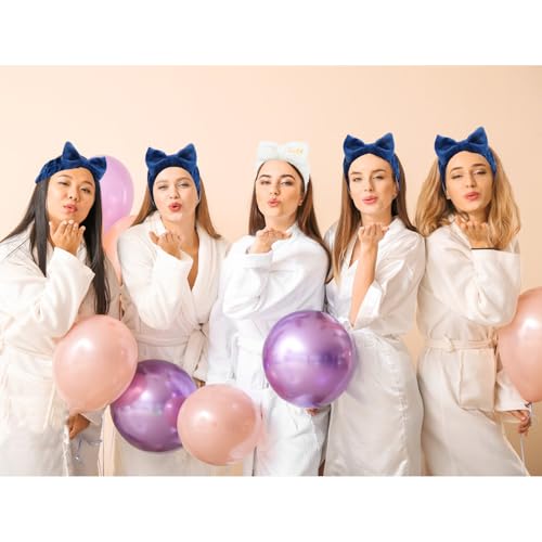 Semato Bachelorette Party Favor Set - Bride & Bridesmaid Spa Headbands (1 Bride + 7 Navy Blue) - color: 1 bride+ 7 navy blue