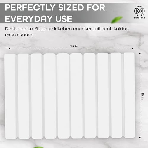 Stone Dish Drying Mat 24" x 16" – Dish Drying Stone Mat – Large Diatomaceous Earth Drying Mat with Non-Slip Base – Quick Dry Kitchen Drying Pad for Dishes, Glassware & Bottles (Solid White) - color: Solid White