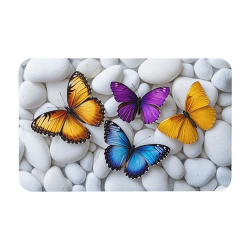 Butterfly Bath mats Quick Dry Absorbent Bath Rugs Rubber Non Slip Bath Mat for Bathroom Floor Tub Shower Sink 16"×24" - color: Butterfly, size: 16"x24"