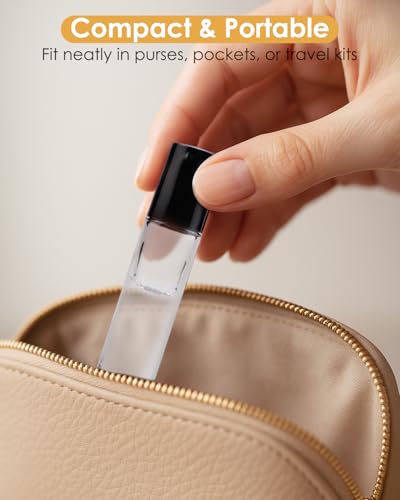 Worldgsb 4 Pack Essential Oil Roller Bottles, 10ml Refillable Clear Glass Roller Bottles with Stainless Steel Roller Balls and Caps for Travel, Perfume and Lip Gloss - color: Clear, style: 4 Pack