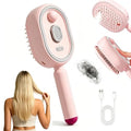 New Electric Mist Air Cushion Massage Brush, 5-in-1 Anti-Tangle Hair Comb for Dry Frizzy Hair, Self-Cleaning Shine Boost Hair Care Brush for Ladies (Pink) - color: Pink-