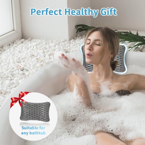 Luxury Bath Pillows for Tub, Slip Resistant Waterproof Bath Pillows for Tub Neck and Back Support with 2 Strong Suction Cups, Relaxing Spa Essentials (Dark Grey) - color: Dark Grey