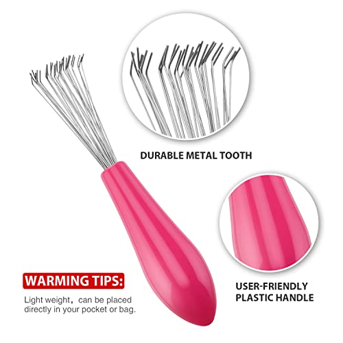 Boao 2 Pcs Hair Brush Cleaning Tool Set,2-in-1 Double Headed Hair Brush Comb,Metal Toothed Cleaner Dirt Remover, Portable Hairbrush Cleaner Tool for Removing Dust Home Salon Use(Pink and Purple) - color: Pink and Purple