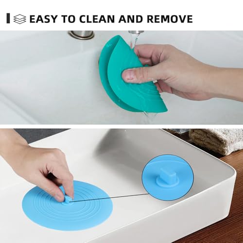 Tub Stopper 2PCS,Bathtub Drain Stopper,6 inches Bathtub Tub Drain Cover Stopper,Silicone Drain Plug Plug,Kitchen Bathroom Hair Water Shower Stopper,Large Bathroom Laundry Accessories (Blue/Green) - color: Blue/Green