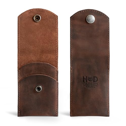 Leather Double Nail Clipper Case, Travel Scissors Cover for Men & Women, Grooming Kit Cases, Personal Manicure Set Organizer, Mens Care, Clippers, Fingernail Trimming, Toenail Pedicure, Nails Cutting - color: Bourbon Brown