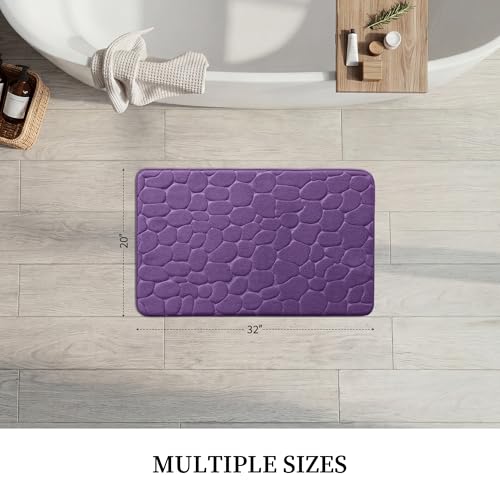 YIHOUSE Memory Foam Bath Mat Cobblestone Bathroom Rugs Super Water Absorbent Bath Mats for Bathroom Machine Washable Bath Rugs(20 x 32,Eggplant) - color: Eggplant Single, size: 1'8" x 2'8" (Rectangular)