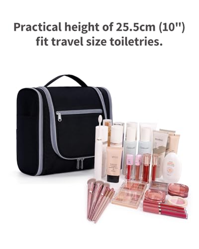Narwey Hanging Toiletry Bag for Women Travel Makeup Bag Organizer Toiletries Bag for Cosmetics Essentials Accessories (Large, Black) - color: AB-Black, size: Large