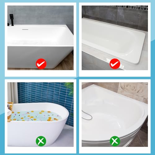 31-inch Silicone Bathtub Shelf with Strong Suction Cups | Extended Splash Guard & Toy Holder | Waterproof Bath Tub Organizer Tray to Prevent Spills, Matte Finish, Easy Storage