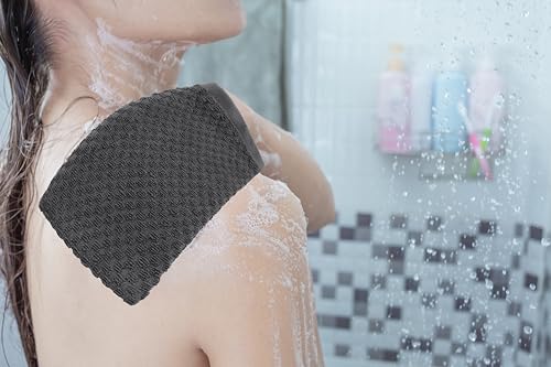 COTTON CRAFT Bath Mitt - 6 Pack Euro Spa Waffle 100% Cotton Towel Mitts | Large 5.5x10 inches Grey Exfoliating Gloves - Sensitive Skin Friendly - Body Bath Shower Glove Washcloth with Hanging Loop - color: Grey - Bath Mitt