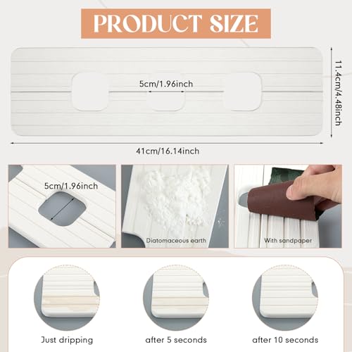 Teenyyou 3 Square Hole White Faucet Mat for Kitchen Sink Bathroom 16.14" x 4.49" Kitchen Faucet Absorbent Mat Diatomite Splash Guard Quick Drying Stone Drip Catcher Hole 1.97" Holes Spaced About 1.97" - color: White, style: 3 Square Hole