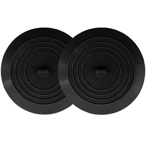 V-TOP Bathtub Drain Stopper 2 Pack, 5 inches Silicone Tub Stopper Shower Drain Cover, Bath Tub Plug Hair Stopper,Universal Flat Suction Renter Friendly Bath Accessories - color: 5" Black