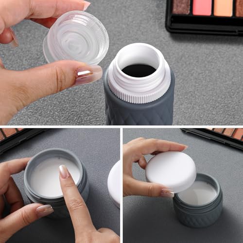 kuangre 8 Pack Travel Bottles for Toiletries - 3 OZ / 90 ML, | Leak Proof Silicone Containers with Clear Bag, Travel Size Toiletries for Lotions, Creams, Foundation, Shampoo, body wash and More | - color: Grey