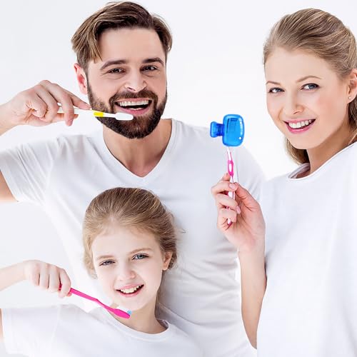 Hxezoc 4 Pack Toothbrush Covers Toothbrush Holders Portable Toothbrush Protector Cap Brush Pod Case Protective Plastic Clip for Household Travel, Camping, Bathroom, School, Business - color: Clear, Yellow, Grey, Blue