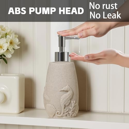 Soap Dispensers 350mL 11OZ, 2 PCS Luxurious Ocean Hand Dish Lotion Shampoo Soap Dispenser Jar, Sea Shell Soap Pump Bottles for Kitchen Bathroom Countertop Beige - color: Beige 1