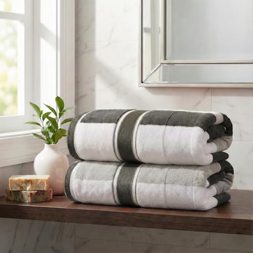 Lavish Home 2-Piece Towel Set - 35x70in Extra Large Bath Towels - 500 GSM 100% Cotton Bathroom Accessories - Absorbent Bath Sheets for Shower, Gym, Spa, and Dorm Room (Gray) - color: Gray